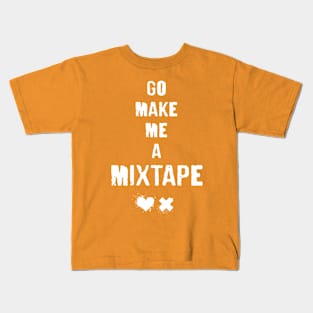 Go Make Me A Mixtape - grunge typography with splatter on heart and ex (light) Kids T-Shirt